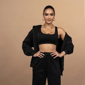 JLUXLABEL BLACK NADALA FLEECE CROP TOP NWT